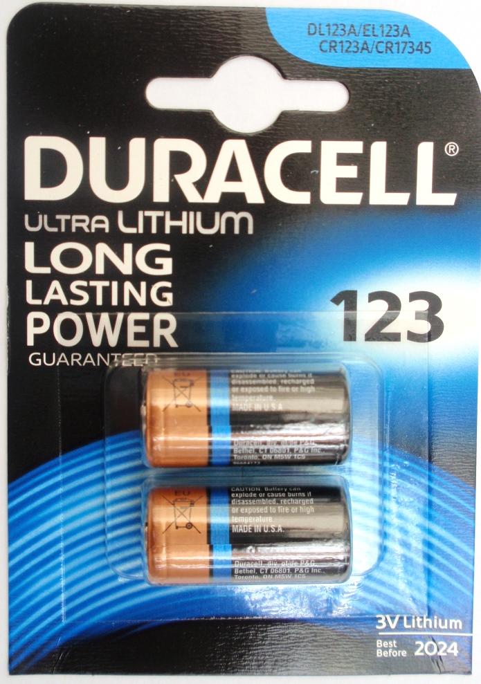 4x Batteria ULTRA LITHIUM DURACELL 3V 123 DL123A EL123A CR123A